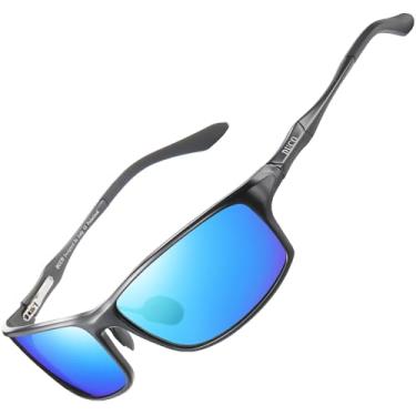 Imagem de DUCO Óculos de sol masculinos polarizados 100% proteção UV400 armação de metal para dirigir óculos de sol masculinos, Armação metálica Revo Lente azul, Medium