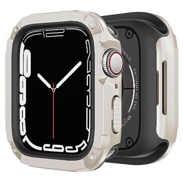 Imagem de BOTOMALL Amortecedor de silicone macio com capa de policarbonato compatível com Apple Watch 44 mm 45 mm séries 9 8 SE2 7 6 SE 5 4, protetor fino durável de grau militar para iWatch masculino e