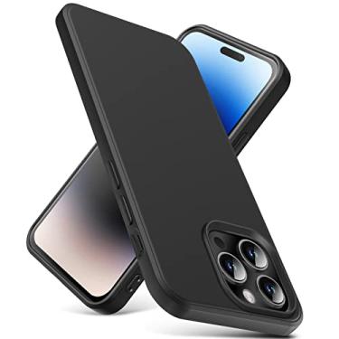 Imagem de YSLBWLE Capa compatível com iPhone 14 Pro Max, capa fina de silicone líquido, à prova de choque, capa fina para iPhone 14 Pro Max, capa protetora de câmera de corpo inteiro - preta 2-IP14PM-01
