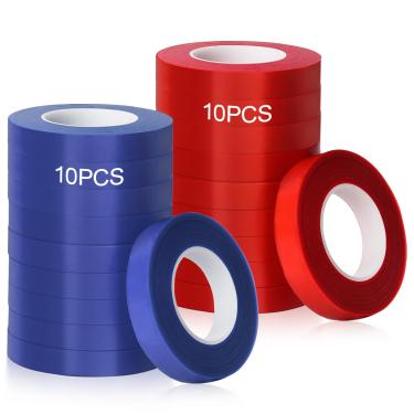 Imagem de SWANSOFT 20 fitas de plantas para máquina de amarrar plantas, 2,8 m de comprimento x 1/2 polegada de largura (10 peças azul + 10 peças vermelhas)