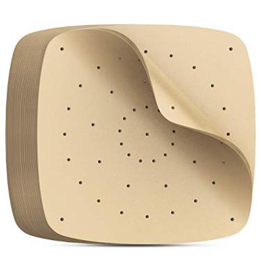 Imagem de Forros de fritadeira a ar de 28 cm, papel de pergaminho perfurado para fritadeira a ar Beasea 200 peças de papel de pergaminho perfurado quadrado para fritadeira a ar e cesta a vapor