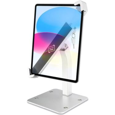 Imagem de Dosvsi Suporte para tablet de mesa antifurto para tablets de 7 a 11 polegadas, suporte para tablet de quiosque de varejo de segurança, suporte giratório de 360° para feira/lobby com trava e chave,