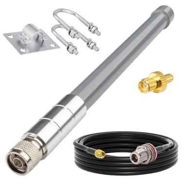 Imagem de YOTENKO Antena multibanda 4G Cellular LTE 5dBi (30.5 cm, conector N Jack) + cabo YMR240 de baixa perda de 3 m, kit de antena omni para roteadores celulares, modems, hotspots móveis, amplificadores de
