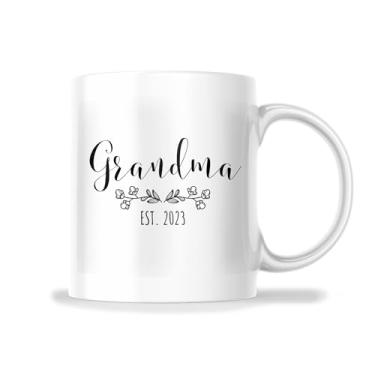 Imagem de Caneca Grandma Established 2023 - Caneca de presente de bebê fofa para novos avós - Caneca de 325 ml Ótimo presente para férias, aniversário, Natal - Caneca de sublimação de tinta cerâmica premium -