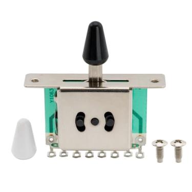 Imagem de Musiclily Métrico Chave Seletora 5 Posições para Guitarra Estilo Strato ou Tele,Cromado com Knobs Preto e Branco