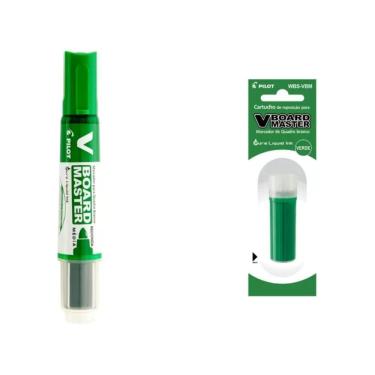 Imagem de Kit Marcador Para Quadro Branco + Refil Pilot V-board Master Verde Escuro