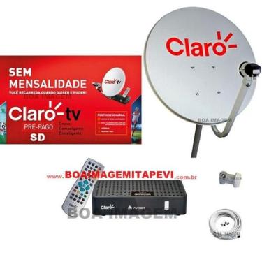 Imagem de Kit Antena Parabólica 60cm Claro Tv Pré-Pago Com 1 Recepitor Digital H