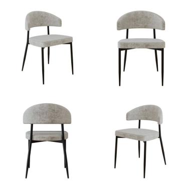 Imagem de Cadeira Bless Fixa com 4 Pés 55 X 52,5 X 77,5 Cm com 4 Unidades Off White/Preto