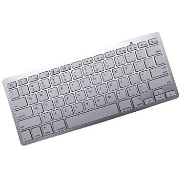 Imagem de Teclado Sem Fio Bluetooth Pc Mac Tablet Ios Android Prata