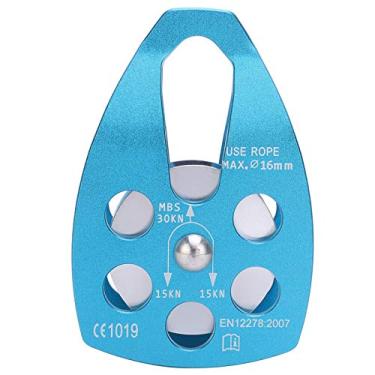 Imagem de Polia de escalada ao ar livre, polia de resgate grande, polia de polia única, polia de montanhismo para montanhismo, descida, expansão, alumínio, azul