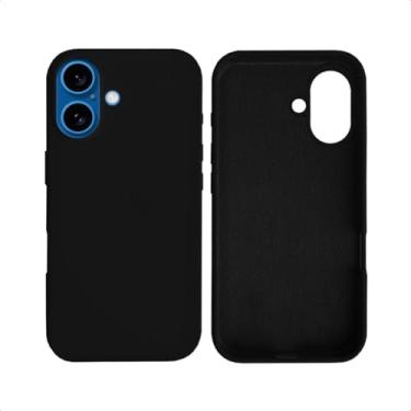 Imagem de Capinha Compatível Com Iphone 16, 16 PLUS, 16 PRO e 16 PRO MAX Linha PREMIUM Colorida Preto, Branco, Vermelho, Azul, Rosa, Transparente Case Aveludada 3 Camadas Anti Impacto (Preto, 16)