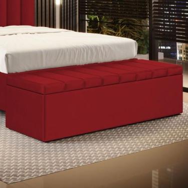 Imagem de Calçadeira Baú Navi 160 Veludo Aradecor, Vermelho, 160X46X45