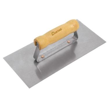 Imagem de Desempenadeira de Aço Lisa Com Cabo De Madeira (60701) - Cortag