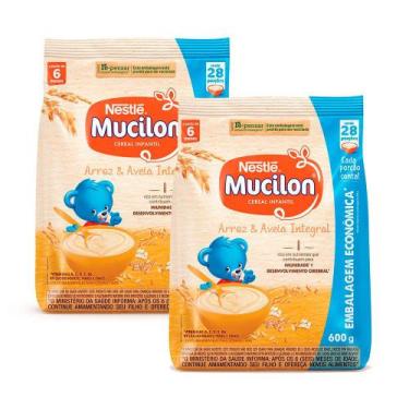 Imagem de Kit 2 Mucilon Arroz e Aveia Cereal Infantil Sachê 600g