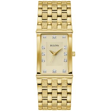 Imagem de Bulova Relógio masculino clássico de quartzo, aço inoxidável, Tom dourado, Diamante