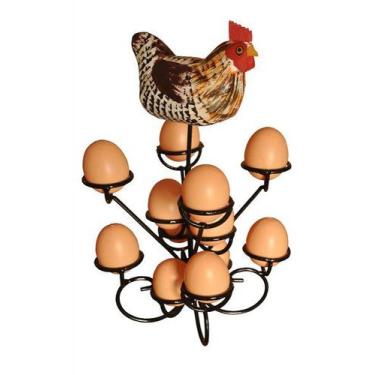 Imagem de Porta Ovos Cozinha Galinha ferro 12 ovos 30 cm - Shoppingnet