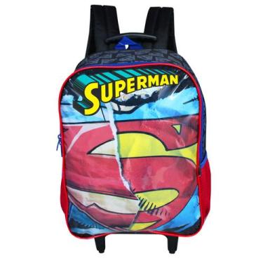 Imagem de Mochila Escolar Infantil Juvenil Com Rodinhas Modelo Superman - Luxcel