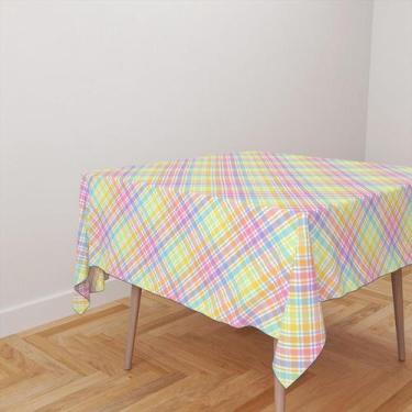 Imagem de Toalha De Mesa Retangular 10 Lugares Tecido Oxford Xadrez Quadriculado
