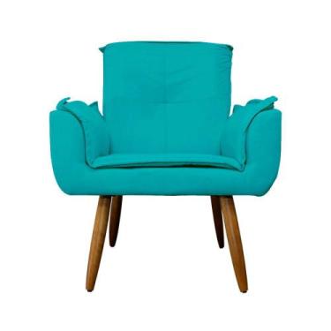 Imagem de Poltrona Decorativa Estofada Para Salão de Beleza Emília Plus Suede Az