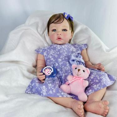 Imagem de Bebê Reborn Menina Cabelo Fio a Fio + Enxoval - Mundo Azul e Rosa
