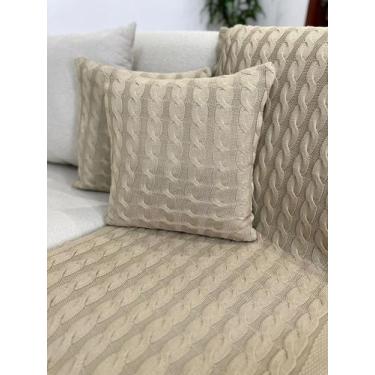Imagem de Capa De Almofada Decorativa Tricot 45x45 Sofa Cama - Calu Tricot, Bege