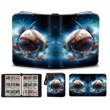 Imagem de Fichário de cartão de beisebol com 900 bolsos, fichário de cartão esportivo de beisebol com 50 mangas grandes removíveis, coleção de cartões esportivos álbuns de cartas colecionáveis de beisebol com