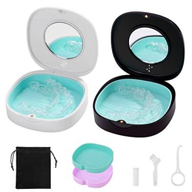 Imagem de Doboli 2 Pack Retainer Case with Vent Holes, Mirrors,Compatible with Invisalign,Night Guards,and Mouth Guards Case - Includes Storage Bag,Slim Aligner Remover Tool,Chew & Brush,Travel Essentials