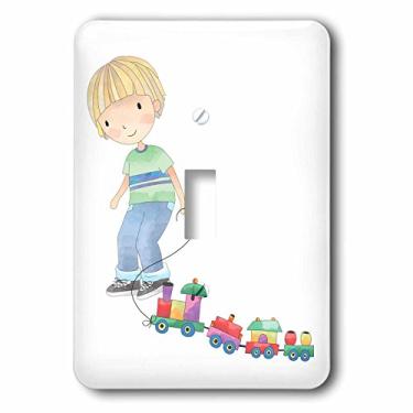 Imagem de 3dRose lsp_254858_1 Lindo menino com a ilustração do trem de brinquedo
