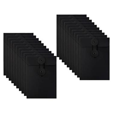 Imagem de Crapyt Envelope de papel preto Kraft com 20 peças para documentos, fotos, acessórios, moedas, carimbos 140 × 100 mm/5,51" × 3,238 cm (C × L) Envelopes de gravata estilosos