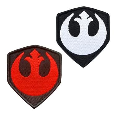 Imagem de 2 peças de filme vermelho e branco bandeira da Aliança Rebelde Patch tático bordado militar gancho e laço aplique emblema engraçado para mochilas, jaqueta, colete, bolsas, roupas, jeans, bonés,