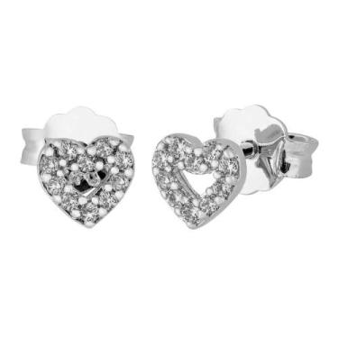 Imagem de Brinco de Prata Coração Teen Charm com Zircônias 5x5mm - Convex