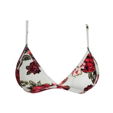 Imagem de Top Biquíni Cortininha Fixo Estampado - Cor De Cacau, G, Rosas