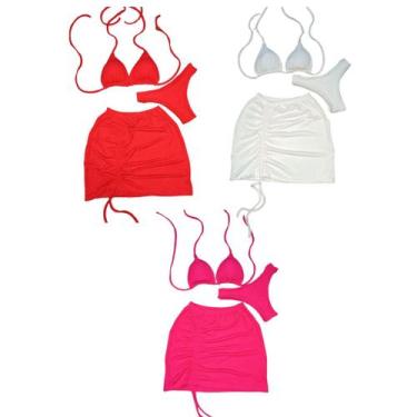 Imagem de Kit 3 Biquíni Com Saia peças Brilhante Premium - Praia - Betanqur, Pin