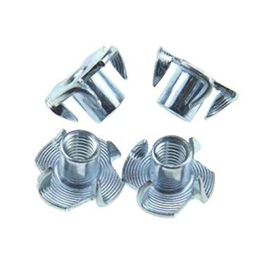Imagem de BINZZO T Nut 4 Prong Tee Blind Nuts Threaded Insert Clean Thread no Rust Carbon Steel Zinc Plated for Wood Rock Climbing Wall Hold Plywood Particle Board CNC Router, M6-10(40Pack)
