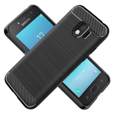 Imagem de KOARWVC Capa para Galaxy J2 Pro 2018, capa para Samsung J2 2018, SM-J250, capa de fibra de carbono, à prova de choque, resistente, capa traseira de TPU macio para Samsung Galaxy J2 Pro 2018 preta