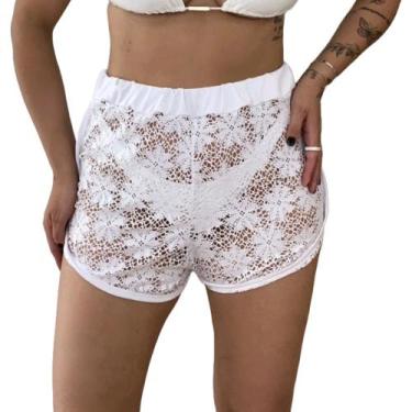 Imagem de Short Curto Moda Feminina Verão Saída de Praia - Casa Voiréti, Branco