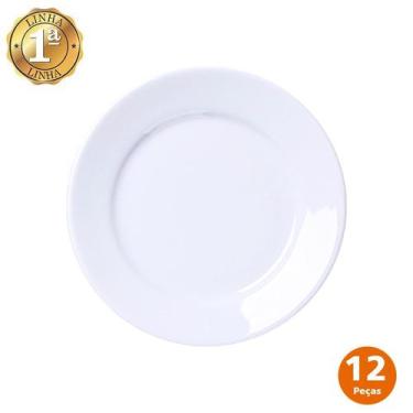 Imagem de Jogo 12 Pratos Sobremesa Restaurante Hotel Resistente Porcelana Germer