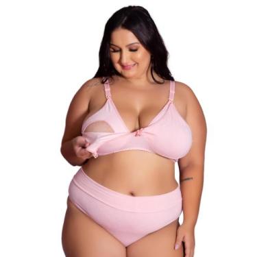 Imagem de Conjunto Sutiã e Calcinha Cotton Amamentação Plus Size Tamanho Grande 