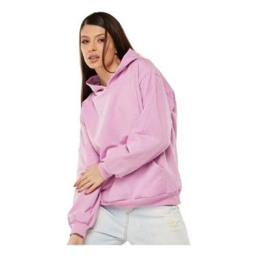 Imagem de Blusa Moletom Liso Canguru Capuz Bolso Feminino Escolha Cor - ARCANJO 