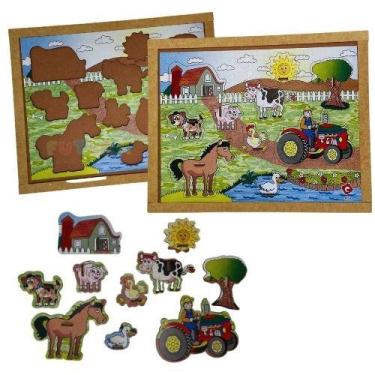 Imagem de Quebra-cabeça Infantil Educativos Com Pinos Tema Fazendinha - Carlu Br