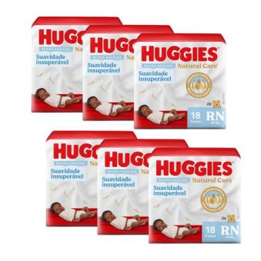 Imagem de Fralda huggies natural care RN 18un recém nascido com 6 pacotes - Kimb