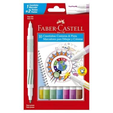 Imagem de Canetinha Contorna e Pinta Faber-castell Duas Pontas 10 Cores - FABER 