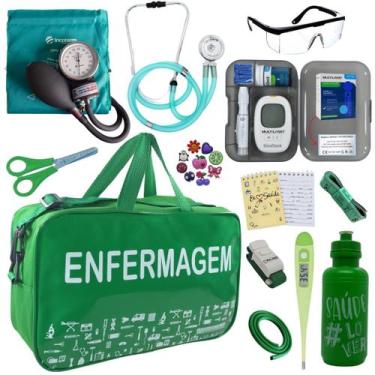 Imagem de Kit Enfermagem Aparelho Pressao Medidor Glicose Esteto Multi Incoterm,