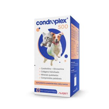 Imagem de Suplemento Condroplex 500 com 60 Comprimidos Cães e Gatos - Avert