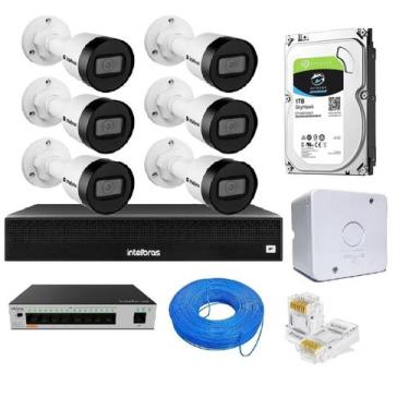 Imagem de KIT 6 CÂMERAS IP HD INTELBRAS VIPc 1230 B + NVD 1408 COMPLETO