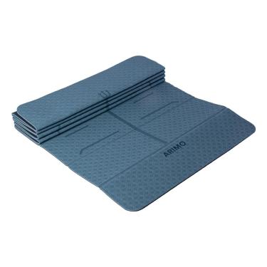 Imagem de ARIMO Tapete Yoga Mat Dobrável Antiderrapante TPE Ecológico Biodegradável Todos Os Tipos de Yoga/Pilates 181 x 61 cm x 6 mm (Granizo com Linhas)