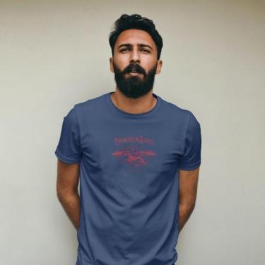 Imagem de Camiseta Masculina Casual Estampada Moderna Polo Blu Malha Algodão do 