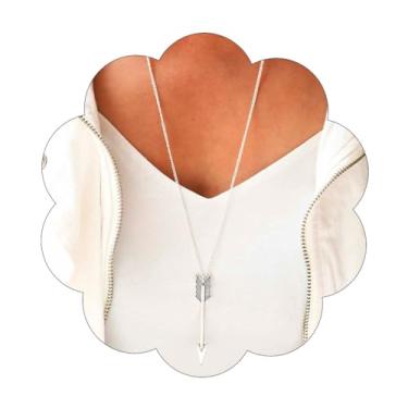 Imagem de Yalice Boho Arrow Pendant Necklace Chain Long Drop Pendant Necklaces Jewellery for Women and Girls (Silver)