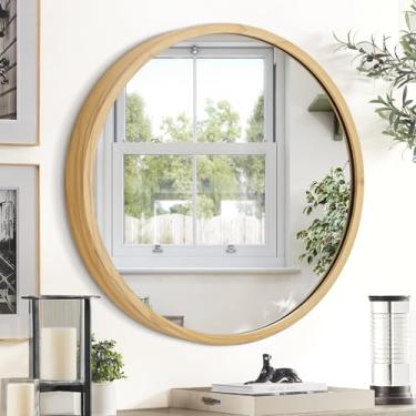 Imagem de JJUYOU Espelho de parede redondo - Espelho circular decorativo para banheiro, sala de estar, quarto - Espelho de maquiagem com moldura de metal de 30 cm