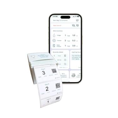 Imagem de Cubtale Etiquetas Inteligentes para Sacos de Leite - 500 Etiquetas, Rastreamento de Inventário e Armazenamento, Acesso do Cuidador aos Detalhes do Leite Materno com Código QR